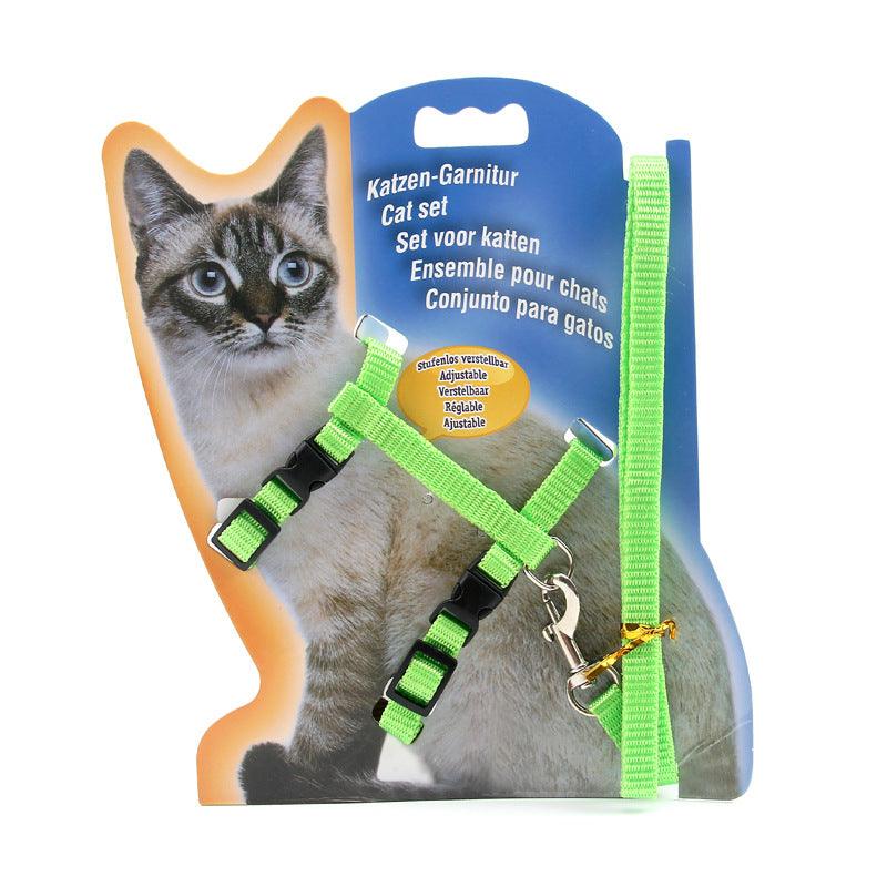 Multi-Color Nylon Cat Chest Strap Leash - Stylish And Secure Pet Walking Accessory