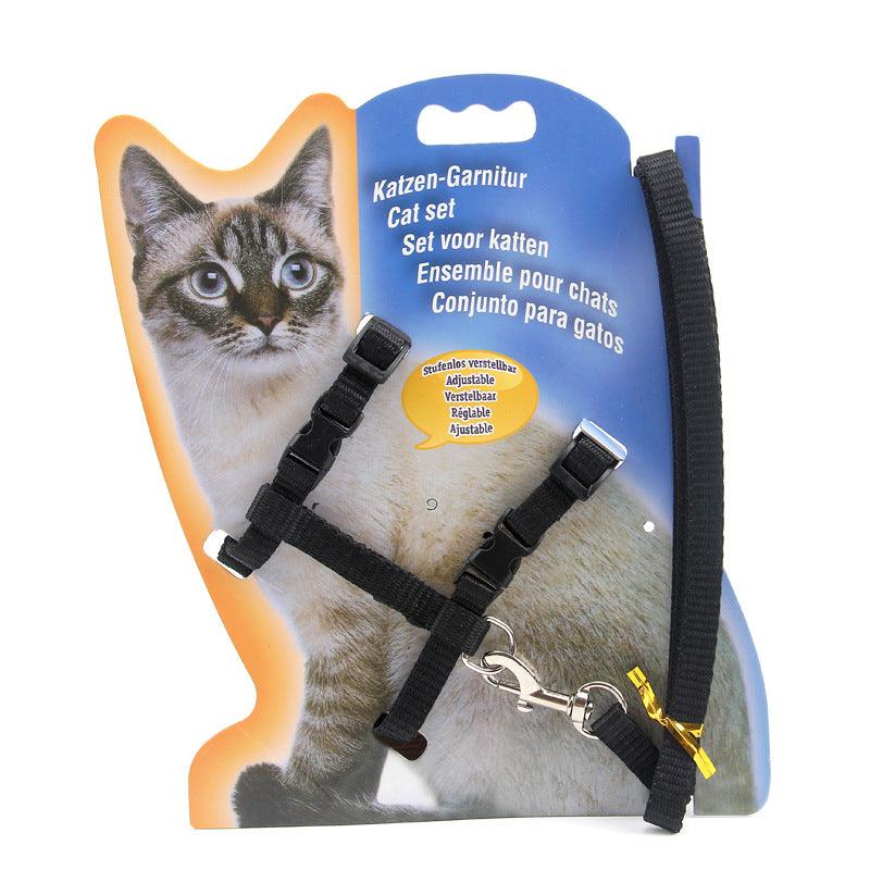 Multi-Color Nylon Cat Chest Strap Leash - Stylish And Secure Pet Walking Accessory