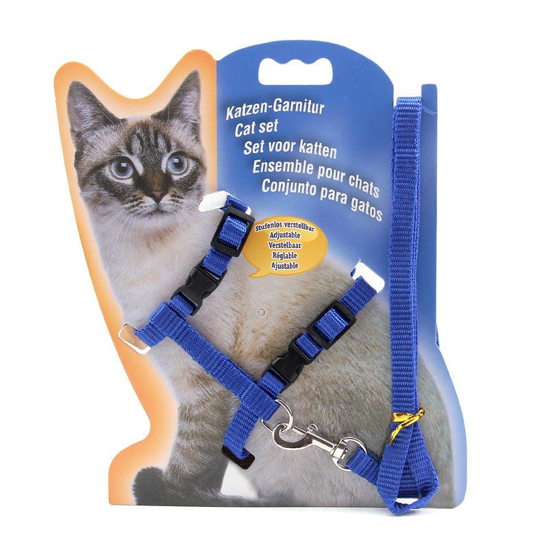 Multi-Color Nylon Cat Chest Strap Leash - Stylish And Secure Pet Walking Accessory